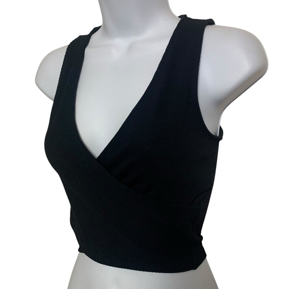 Abercrombie & Fitch Soft A&F Collection Ribbed Wrap Cropped Shirt Womens Size XS - Picture 2 of 6